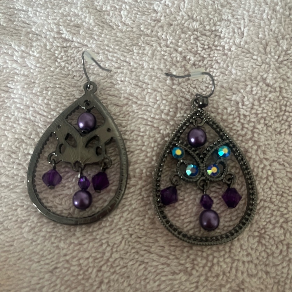 Elegant Purple Teardrop Earrings